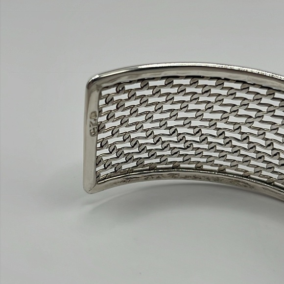 Vintage Sterling Silver Mesh Cuff Bracelet - Picture 4 of 6